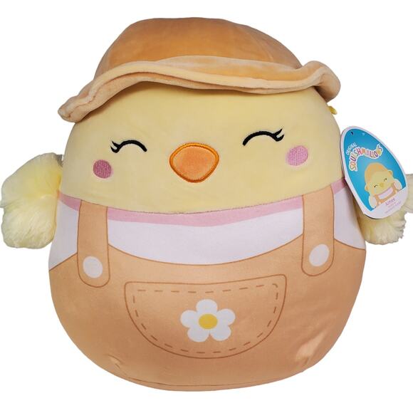 Aimee The Chick Squishmallow with Overalls 12 inch Hat 2021 Easter Plush - Picture 9 of 9